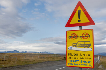 Sign on the road in Iceland