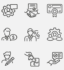 Set of consulting outline icons. Linear icon collection. Vector illustration