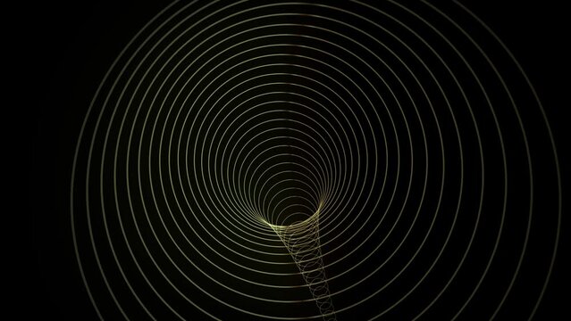 Abstract circle animation background with golden lines on black background 4k.