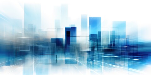 Abstract skyscrapers white and blue background, geometric pattern of towers, perspective graphic shapes of buildings - Architectural, financial, corporate and business brochure template