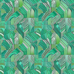 Abstract green stones textured seamless pattern.