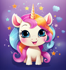 cute unicorn with star and rainbow accents