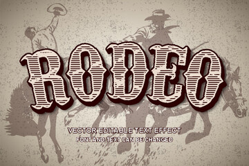rodeo cowboy wild west vintage retro typography editable text effect grunge texture style template design