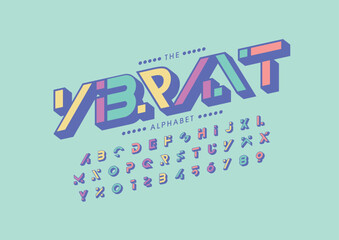 Vector of stylized modern font and alphabet