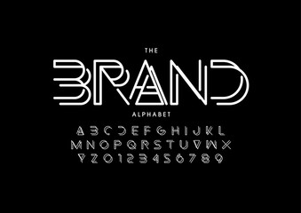 Vector of stylized modern font and alphabet