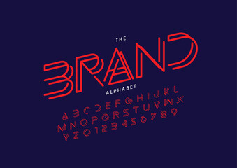 Vector of stylized modern font and alphabet