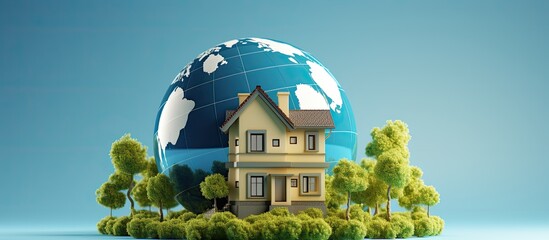 The background of the business ai isolated house illustration represents the construction and concept of a dream home while the globe and earth symbolize success and communication in a world