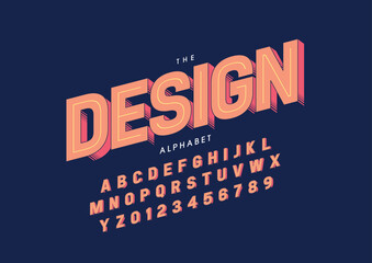 Vector of stylized modern font and alphabet