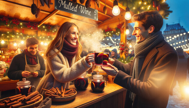 Mulled Wine Stall At A Christmas Market