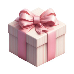 Chic Gift Box with Pink Bow on Transparent Background. Beautiful Decorative Box for Birthdays, Weddings, or New Year Celebrations