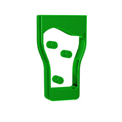 Green Glass of beer icon isolated on transparent background.