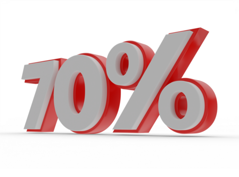 seventy percent number 3d render