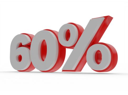 sixty percent number 3d render