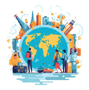 World travel concept vector illustration on white background.