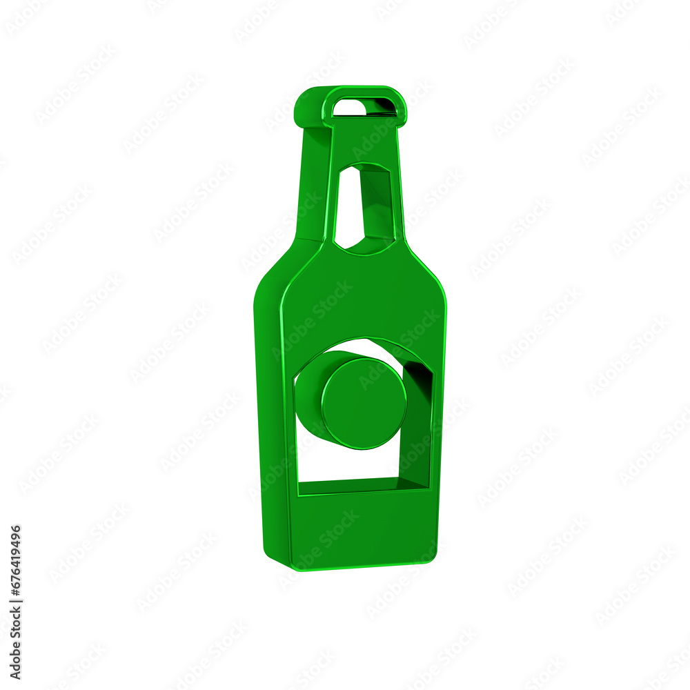 Wall mural Green Beer bottle icon isolated on transparent background.