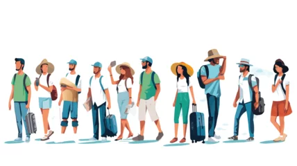 Deurstickers Minimalist vector illustration of a festival of travel, holidays on a white background, people traveling. © I LOVE PNG