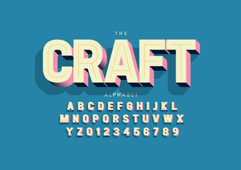 Vector of stylized modern font and alphabet