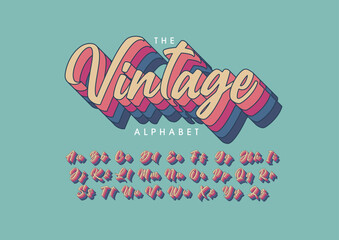 Vector of stylized modern font and alphabet