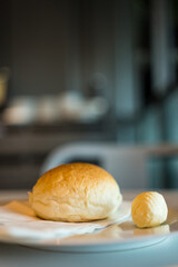 Bread and butter rolls. Healthy breakfast. Close up