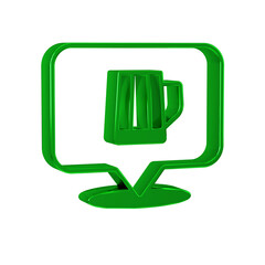 Green Wooden beer mug icon isolated on transparent background.