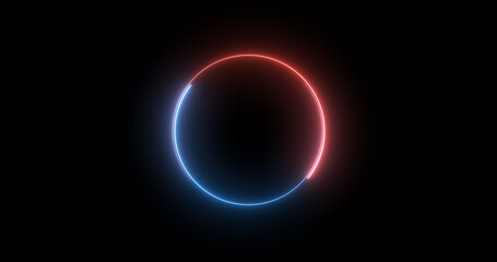 Futuristic neon-colored retro-style glowing circles motion graphic. Loop animation video of neon glowing stylish circle shape bg. Neon lights.  circle lights illustration.