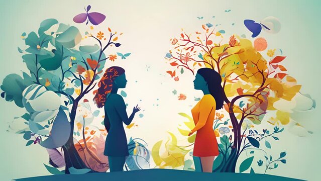 Two characters engage in a conversation where they discuss the nature versus nurture debate and how it relates to their own personalities. 2d animation