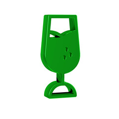 Green Wine glass icon isolated on transparent background. Wineglass sign.