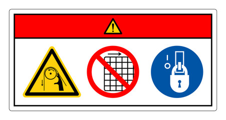 Danger Hand Entanglement Rollers Do Not Remove Guard Symbol Sign, Vector Illustration, Isolate On White Background Label .EPS10