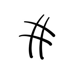 Vector set of black hand drawn hastags