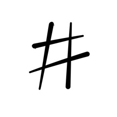 Vector set of black hand drawn hastags