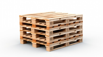 Stacked industrial wooden pallets for isolated.