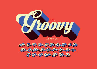 Vector of stylized modern font and alphabet