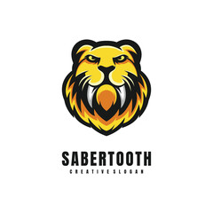 Illustration Head Sabertooth Mascot Logo