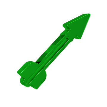 Green Medieval arrow icon isolated on transparent background. Medieval weapon.