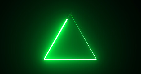 Neon glowing triangle loop background motion graphic fast futuristic technology bg. Seamless 3d render stylish trendy neon triangle. Concert meeting slideshow background.Illustration.