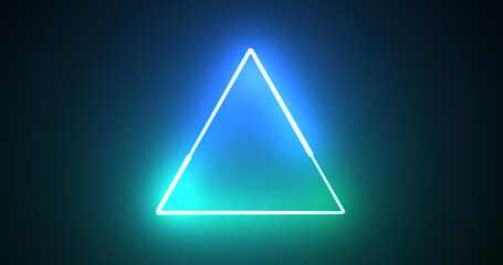 Neon glowing triangle loop background motion graphic fast futuristic technology bg. Seamless 3d render stylish trendy neon triangle. Concert meeting slideshow background.Illustration.