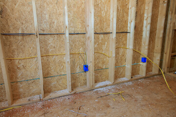 Inside electrical box wiring in new home under construction