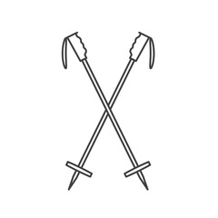 crossed ski poles outline icon - vector illustration
