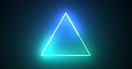 Neon glowing triangle loop background motion graphic fast futuristic technology bg. Seamless 3d render stylish trendy neon triangle. Concert meeting slideshow background.Illustration.