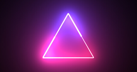 Neon glowing triangle loop background motion graphic fast futuristic technology bg. Seamless 3d render stylish trendy neon triangle. Concert meeting slideshow background.Illustration.