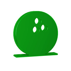 Green Bowling ball icon isolated on transparent background. Sport equipment.