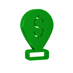 Green Cash location pin icon isolated on transparent background. Pointer and dollar symbol. Money location. Business and investment concept.