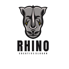 Illustration Head Rhino Mascot Logo