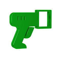 Green Scanner scanning bar code icon isolated on transparent background. Barcode label sticker. Identification for delivery with bars.