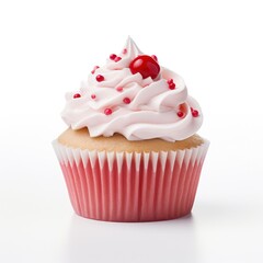 cupcake with pink icing and sprinkles