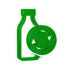 Green Recycling plastic bottle icon isolated on transparent background.