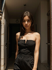 Fototapeta premium mujer con un vestido negro