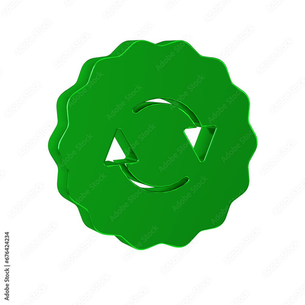 Poster green recycle symbol icon isolated on transparent background. circular arrow icon. environment recyc