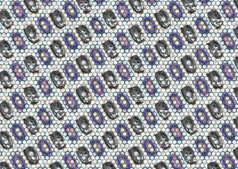 Hexagonal grid pattern with vibrant backdrop and oblique rectangular gradient overlay - 676424445