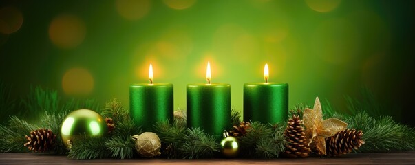 Advent wreath with candles placed on the table, lamp in the background. Pre-Christmas time. Generative AI.